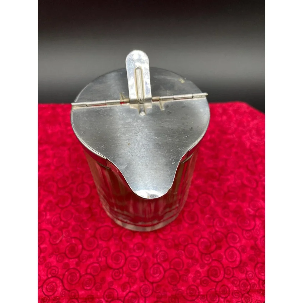 Vintage McKee Glass Syrup Pitcher, Grand Silver Co. Dispenser